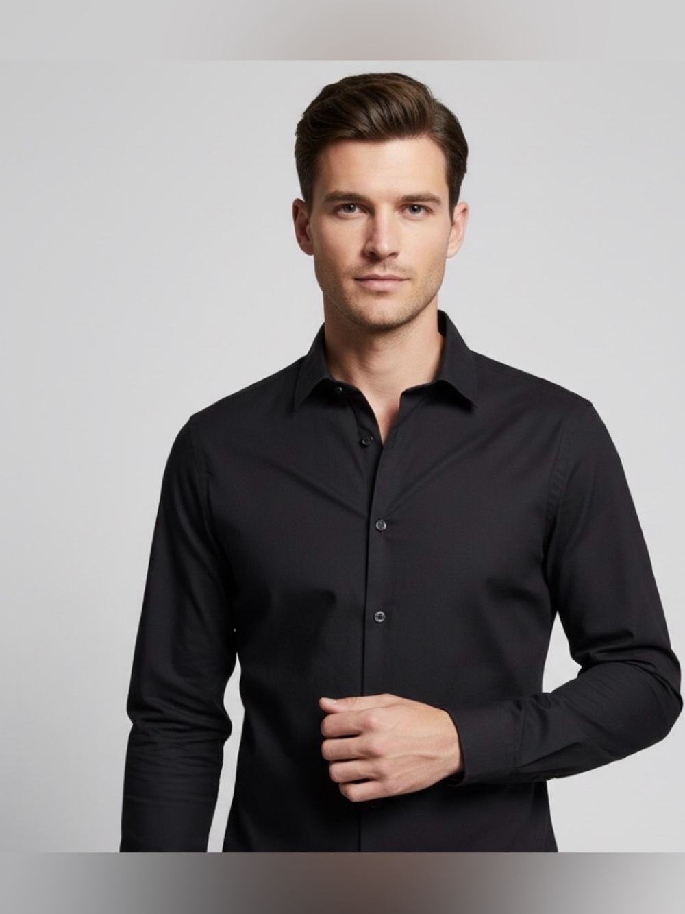 Goodfellow & Co Black Slim Fit Dress Shirt Cotton Blend Men L